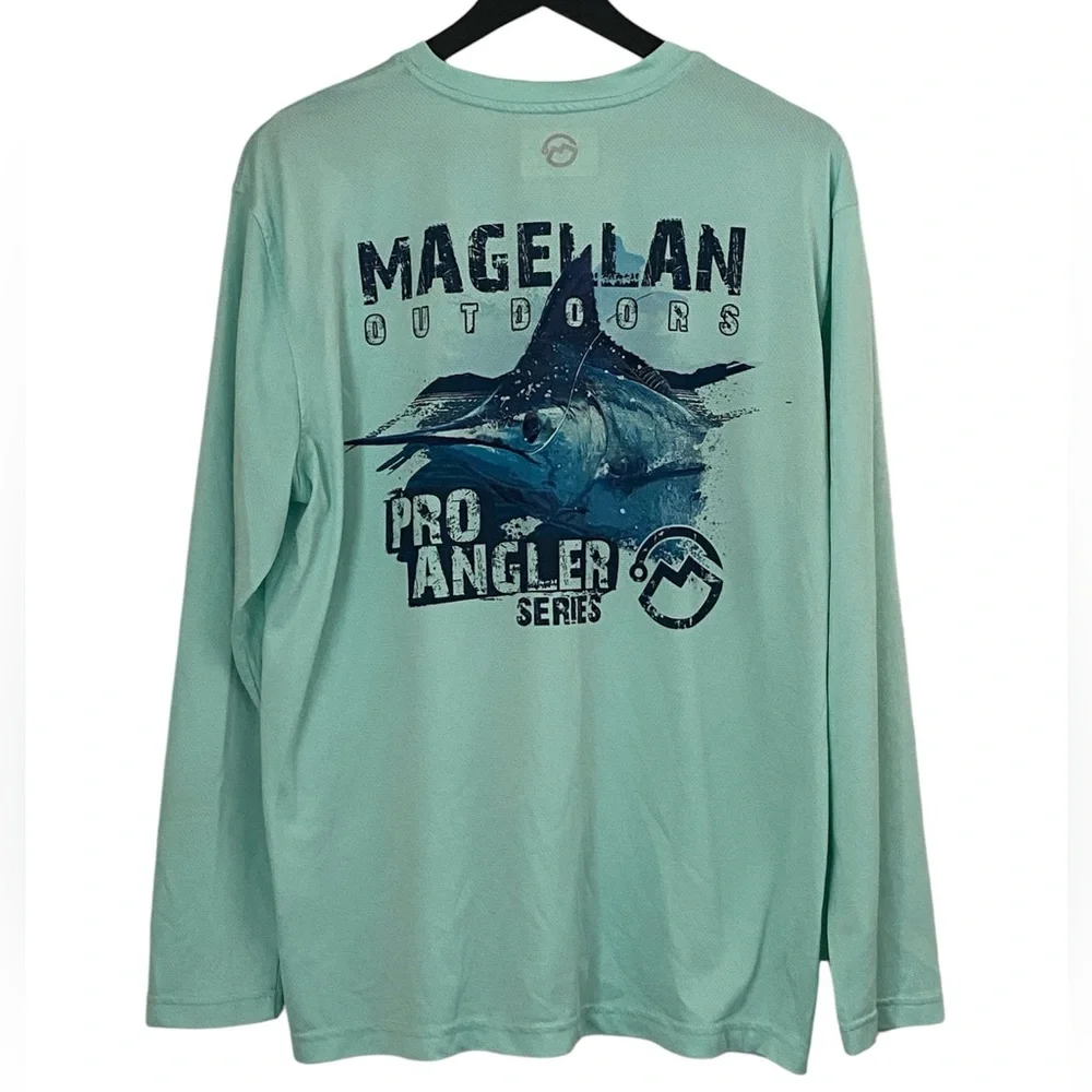 Magellan Men’s outdoors Pro Aqua Blue shirt Angler Series Long Sleeve Si… - Picture 2 of 13